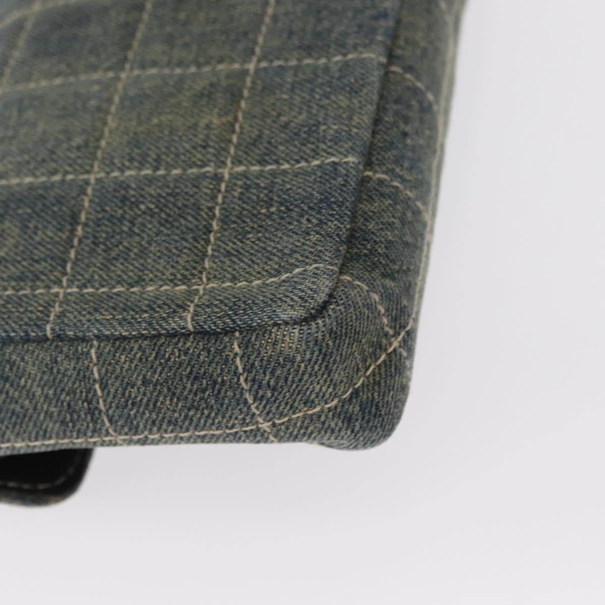 CHANEL Choco Bar Chain Shoulder Bag Denim Blue CC Auth 156057