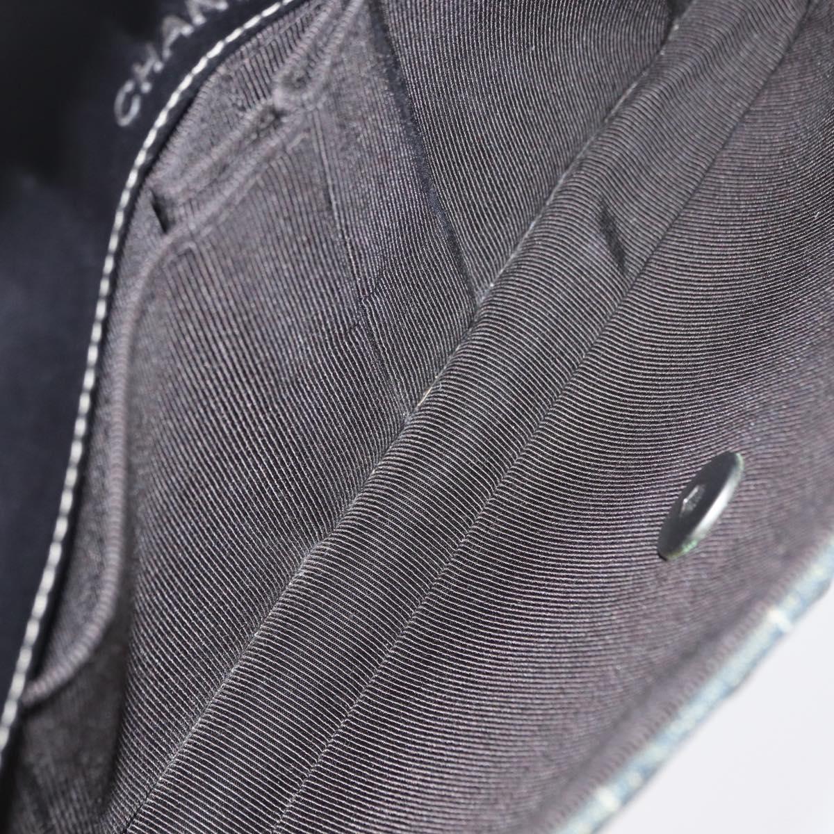 CHANEL Choco Bar Chain Shoulder Bag Denim Blue CC Auth 156057