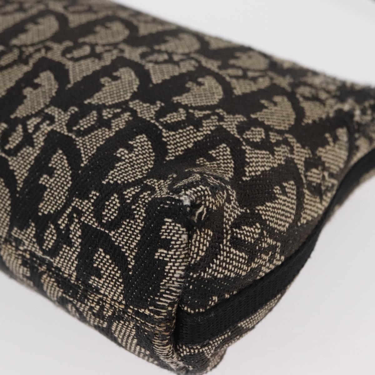 Christian Dior Trotter Canvas Accessory Pouch Black Silver Auth 156059