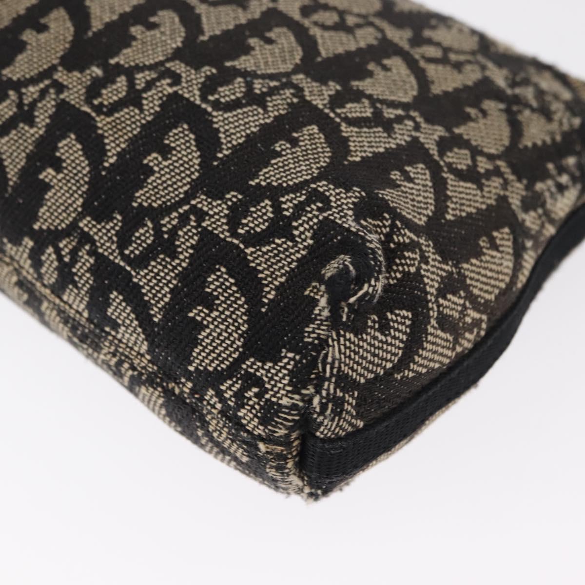 Christian Dior Trotter Canvas Accessory Pouch Black Silver Auth 156059