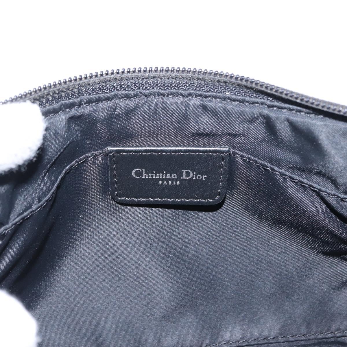 Christian Dior Trotter Canvas Accessory Pouch Black Silver Auth 156059