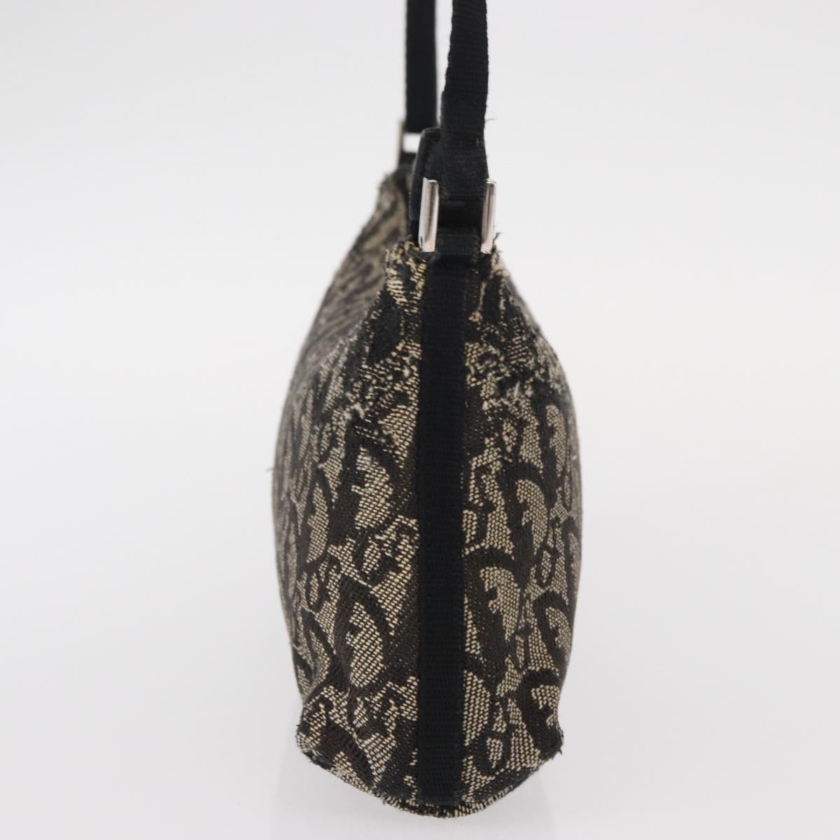 Christian Dior Trotter Canvas Accessory Pouch Black Silver Auth 156059