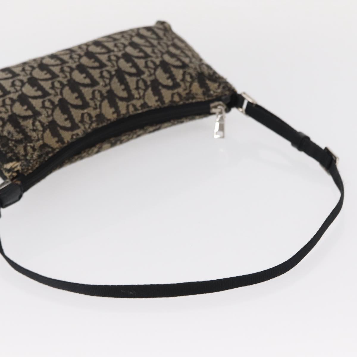 Christian Dior Trotter Canvas Accessory Pouch Black Silver Auth 156059