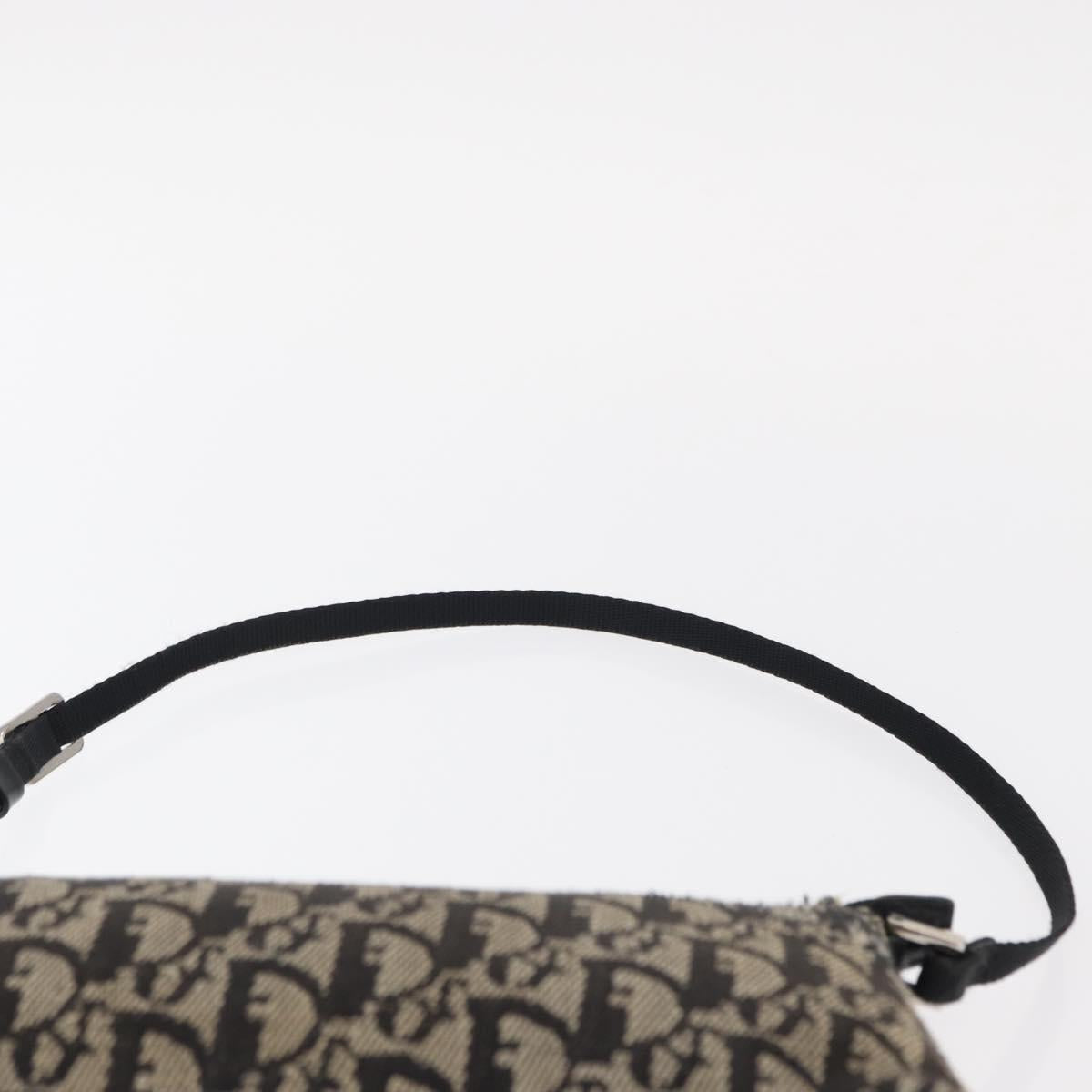 Christian Dior Trotter Canvas Accessory Pouch Black Silver Auth 156059