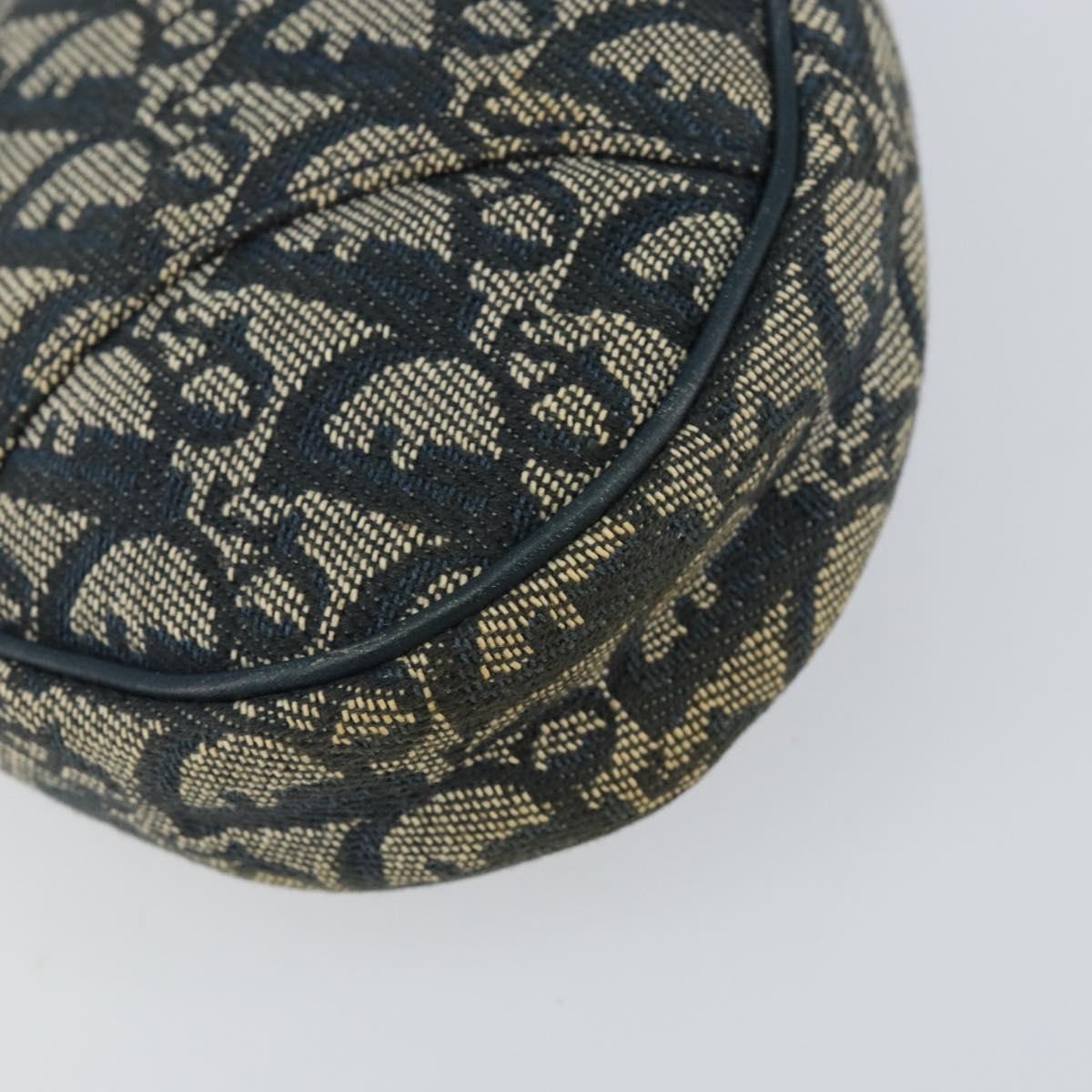 Christian Dior Trotter Canvas Saddle Accessory Pouch Navy Gold Auth 156060