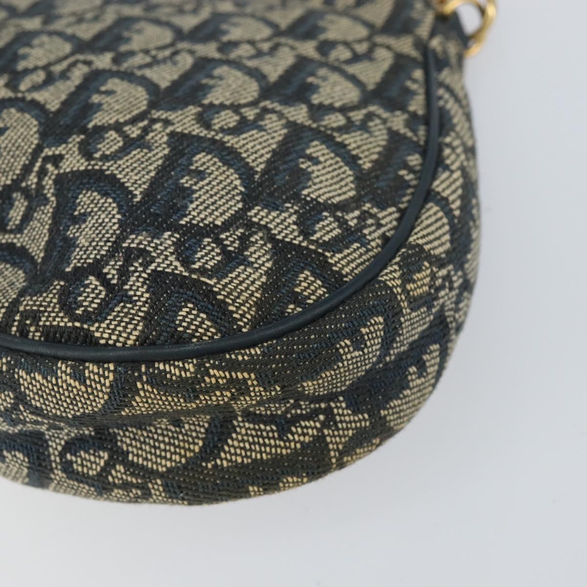 Christian Dior Trotter Canvas Saddle Accessory Pouch Navy Gold Auth 156060