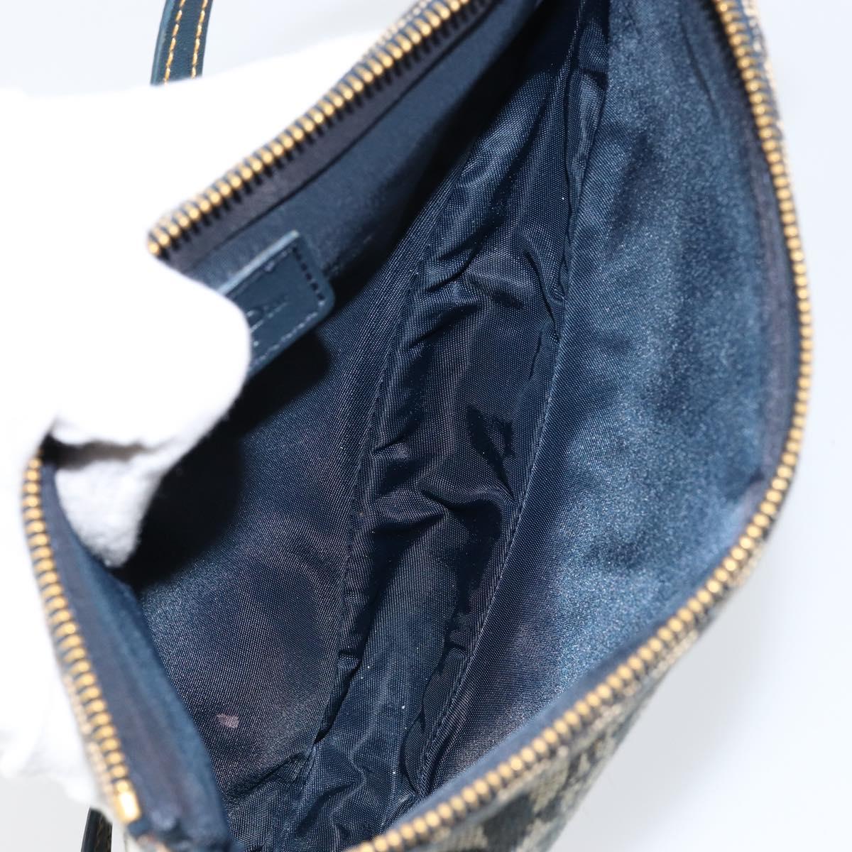 Christian Dior Trotter Canvas Saddle Accessory Pouch Navy Gold Auth 156060