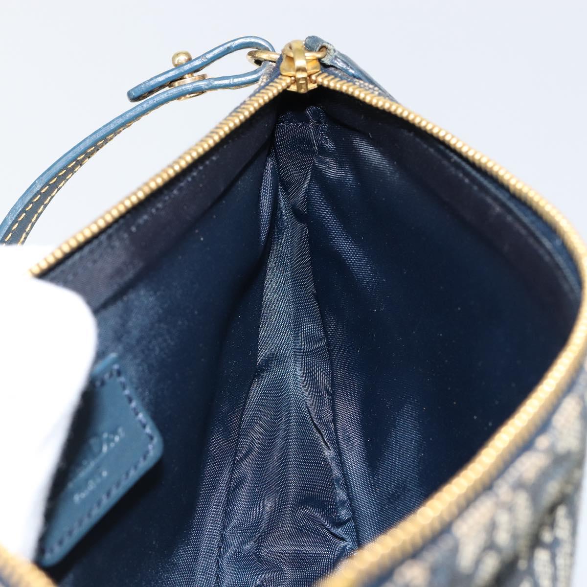 Christian Dior Trotter Canvas Saddle Accessory Pouch Navy Gold Auth 156060