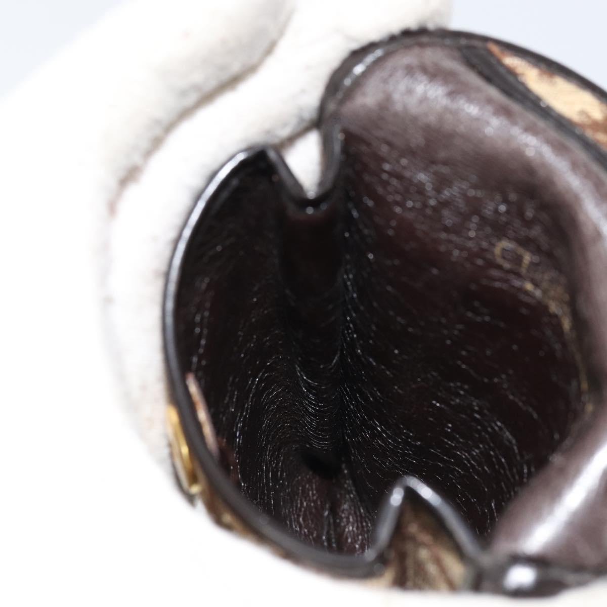 Christian Dior Trotter Canvas Pouch Beige Gold Auth 156062