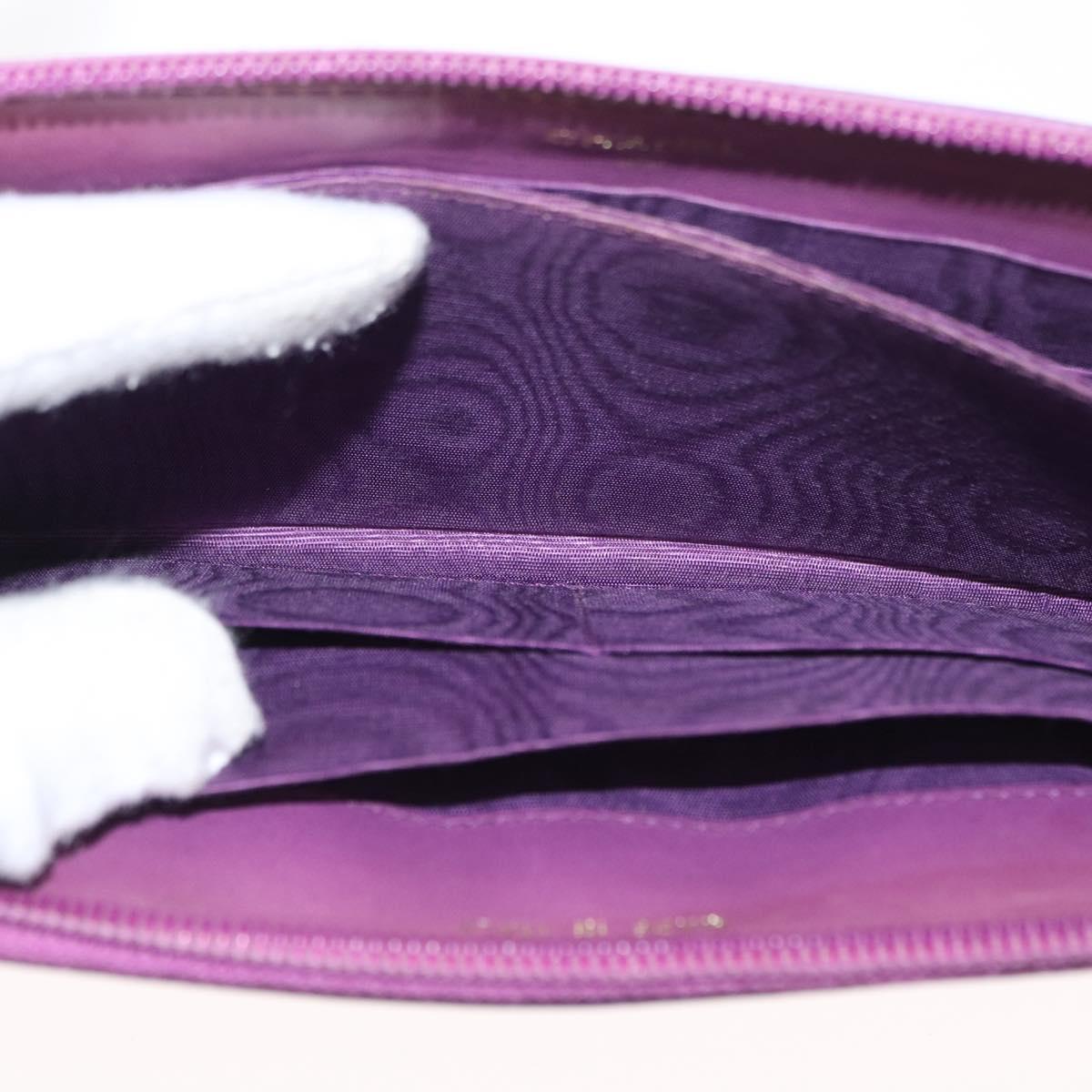 CHANEL COCO Mark Long Wallet Caviar Skin Purple Gold CC Auth 156066