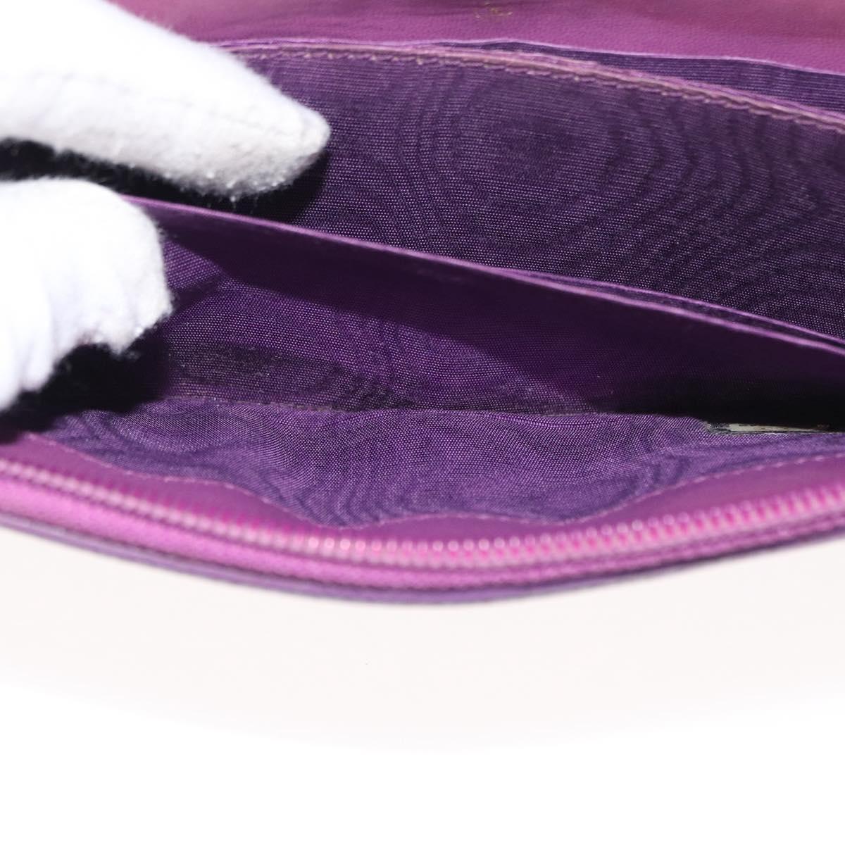 CHANEL COCO Mark Long Wallet Caviar Skin Purple Gold CC Auth 156066