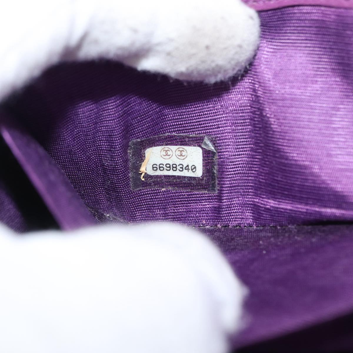 CHANEL COCO Mark Long Wallet Caviar Skin Purple Gold CC Auth 156066