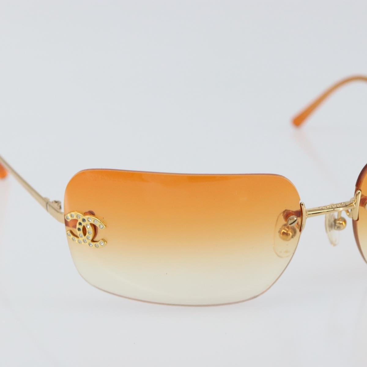 CHANEL COCO Mark Sunglasses metal Gold Tone 4017-D CC Auth 156067