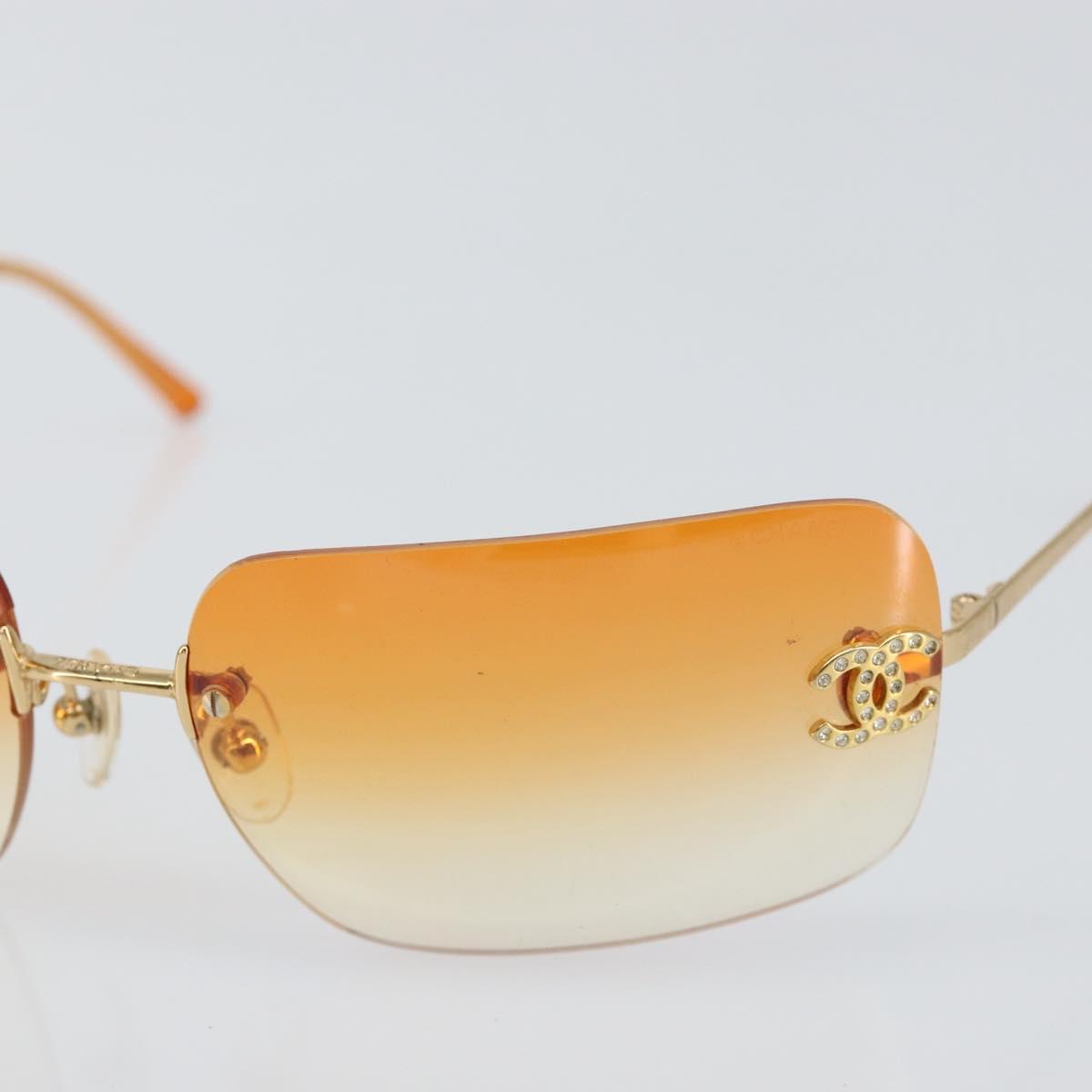 CHANEL COCO Mark Sunglasses metal Gold Tone 4017-D CC Auth 156067