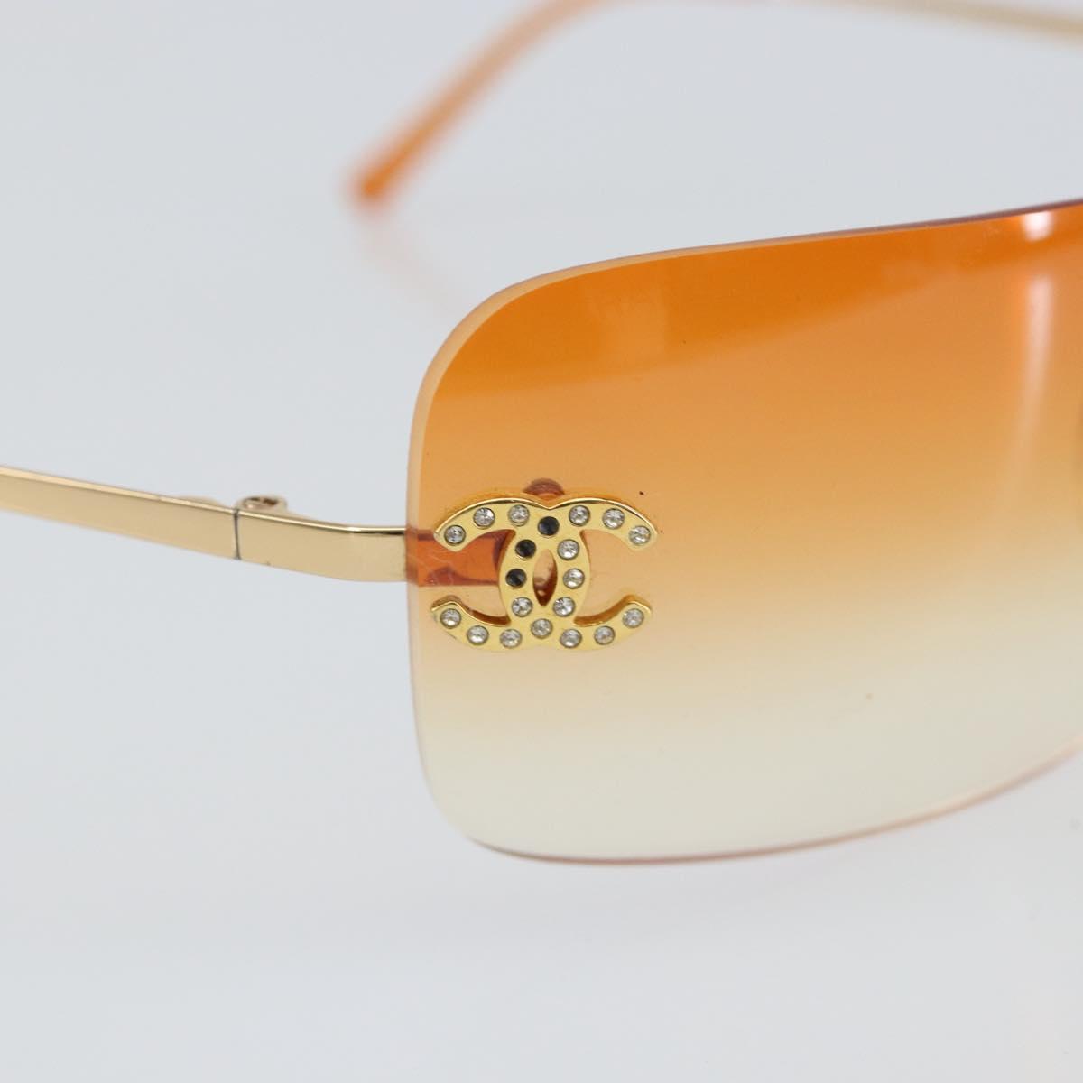 CHANEL COCO Mark Sunglasses metal Gold Tone 4017-D CC Auth 156067