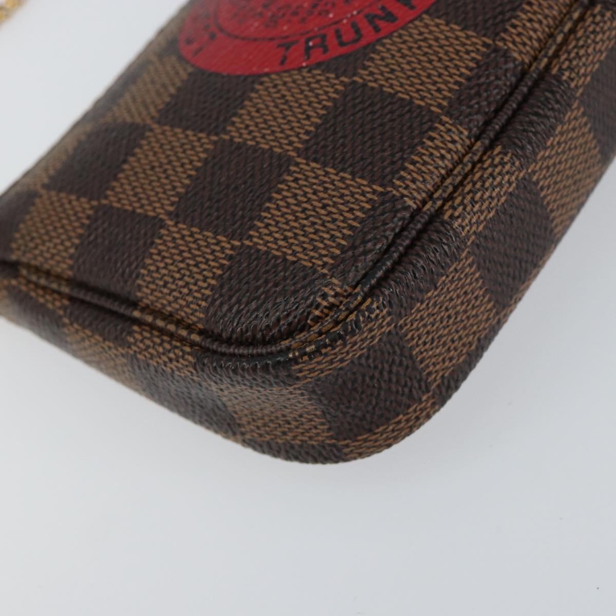 LOUIS VUITTON Damier Ebene T&B Mini Pochette Accessoires N58011 LV Auth 156077