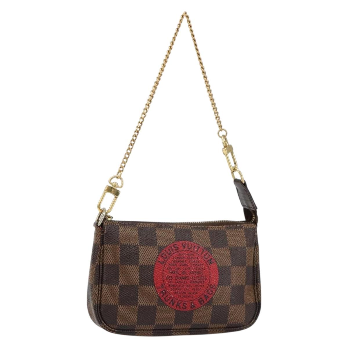 LOUIS VUITTON Damier Ebene T&B Mini Pochette Accessoires N58011 LV Auth 156077