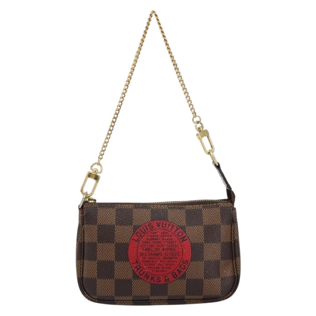 LOUIS VUITTON Damier Ebene T&B Mini Pochette Accessoires N58011 LV Auth 156077