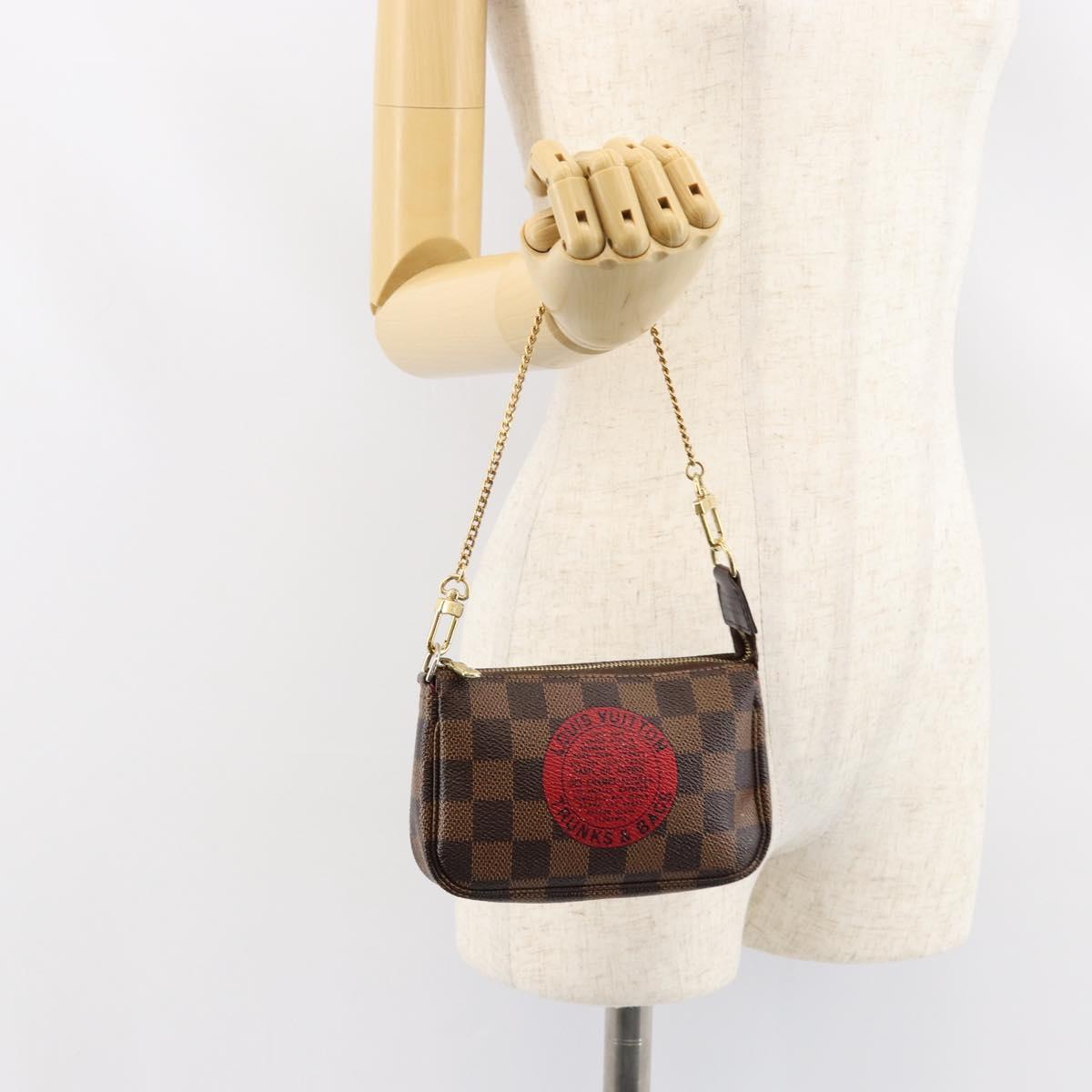 LOUIS VUITTON Damier Ebene T&B Mini Pochette Accessoires N58011 LV Auth 156077