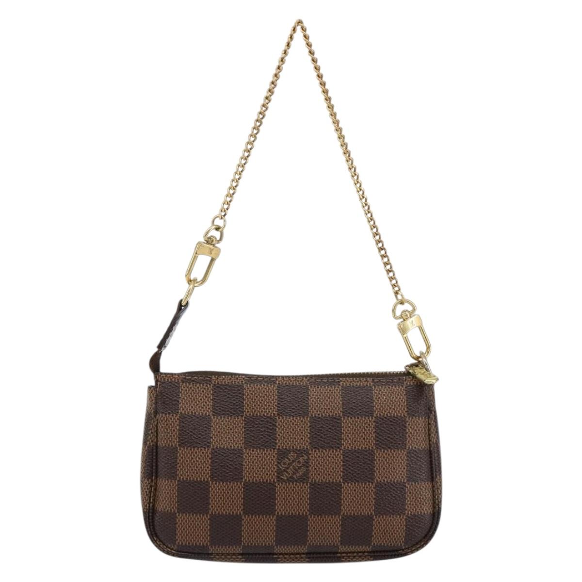 LOUIS VUITTON Damier Ebene T&B Mini Pochette Accessoires N58011 LV Auth 156077