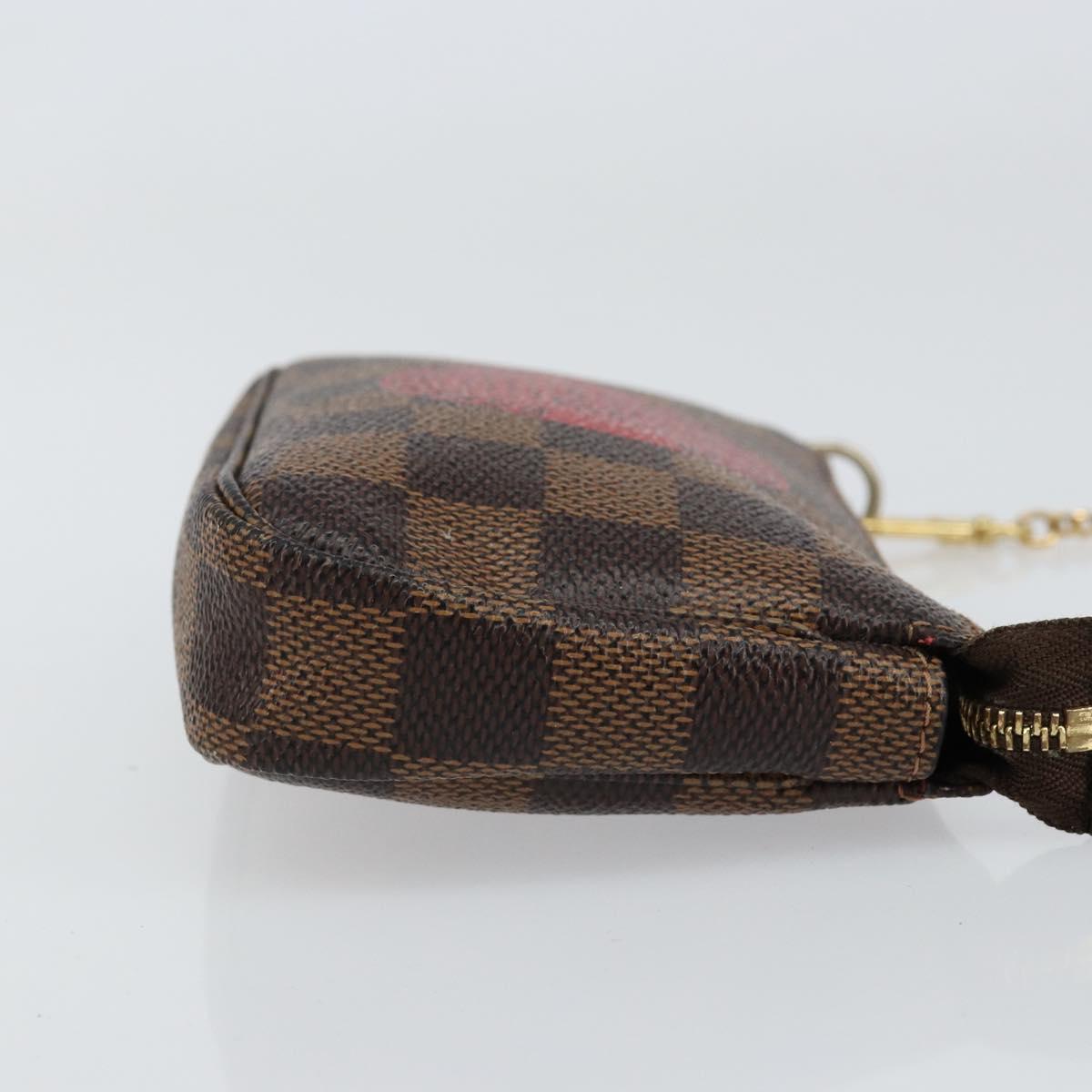 LOUIS VUITTON Damier Ebene T&B Mini Pochette Accessoires N58011 LV Auth 156077