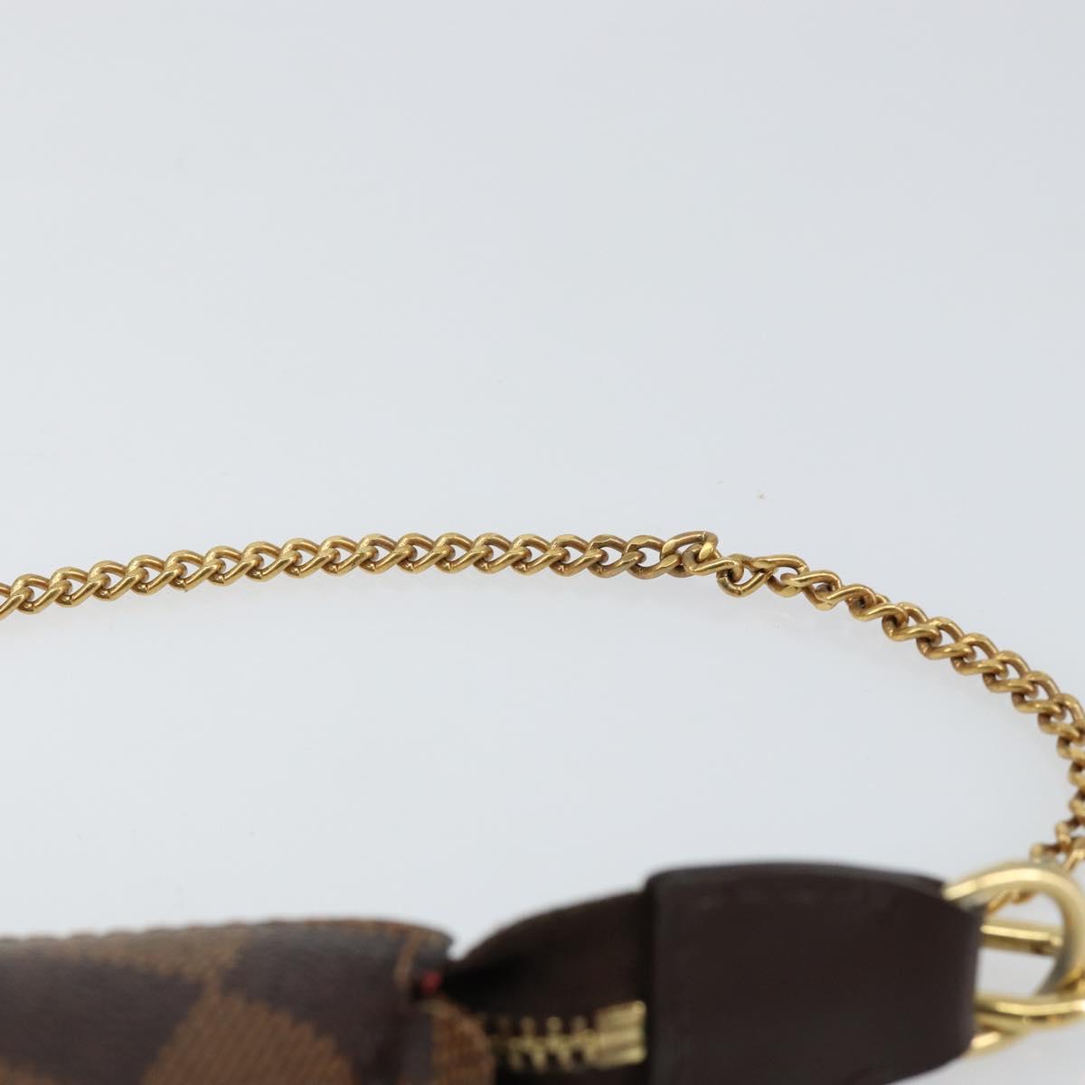 LOUIS VUITTON Damier Ebene T&B Mini Pochette Accessoires N58011 LV Auth 156077