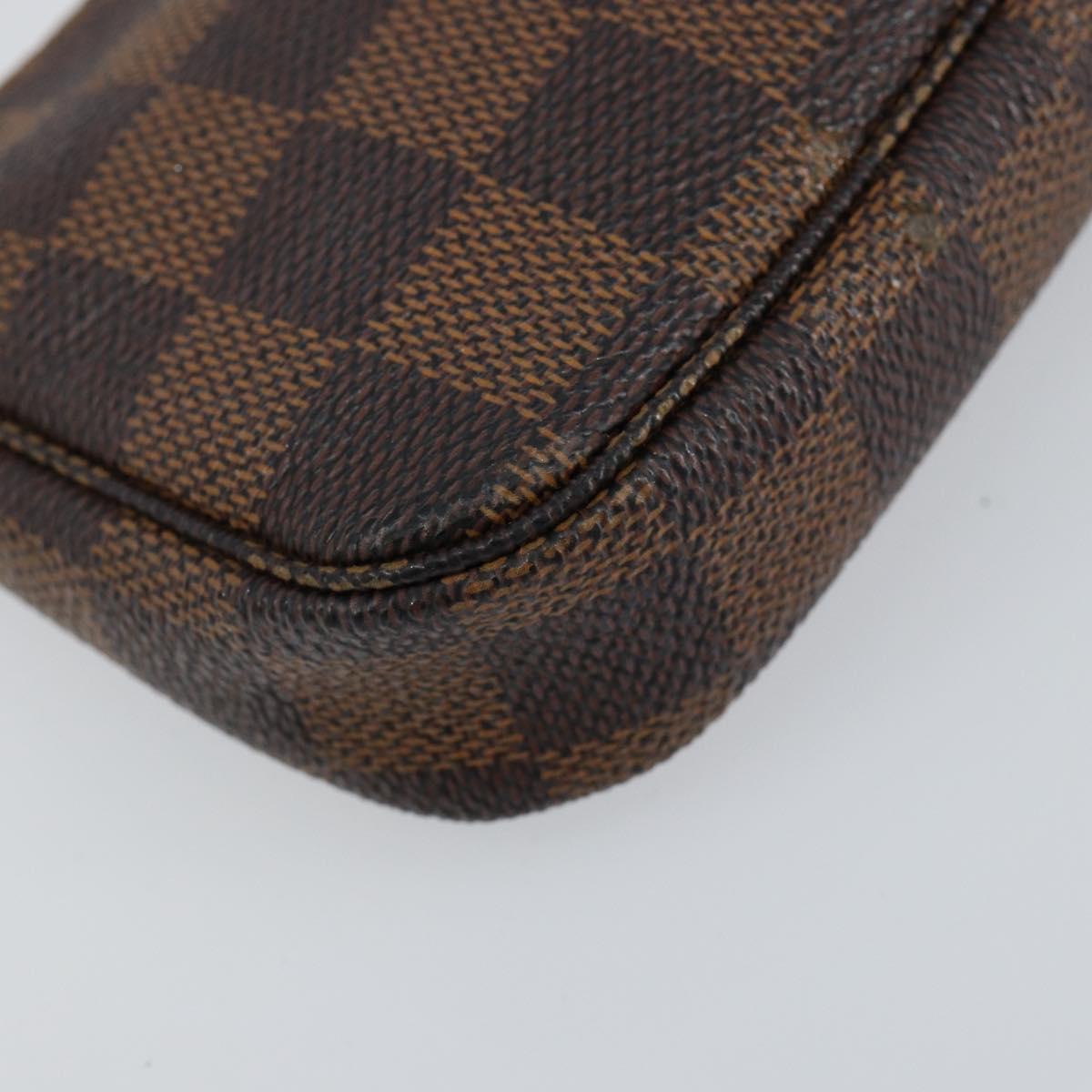 LOUIS VUITTON Damier Ebene Mini Pochette Accessoires Pouch N58009 LV Auth 156078