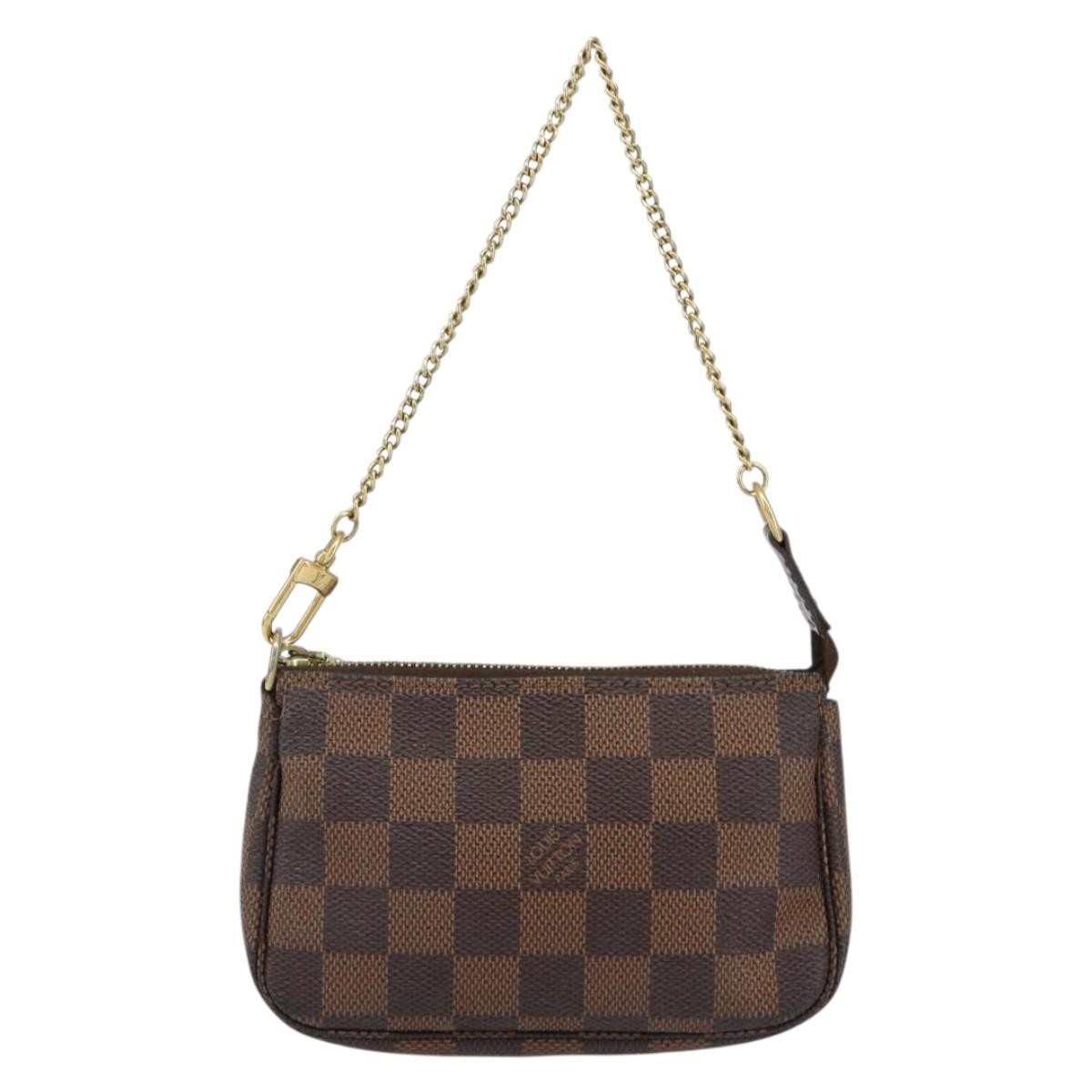 LOUIS VUITTON Damier Ebene Mini Pochette Accessoires Pouch N58009 LV Auth 156078