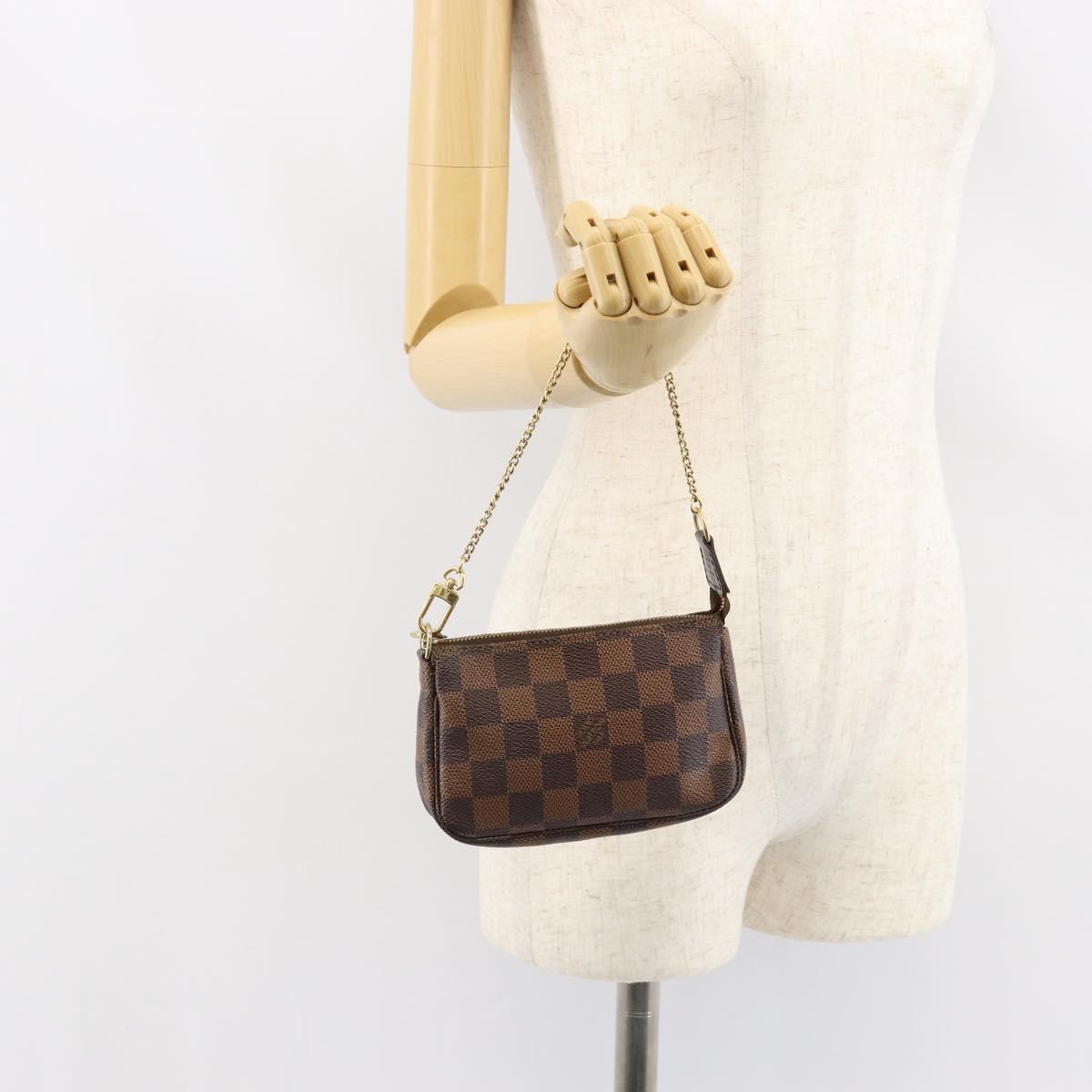 LOUIS VUITTON Damier Ebene Mini Pochette Accessoires Pouch N58009 LV Auth 156078