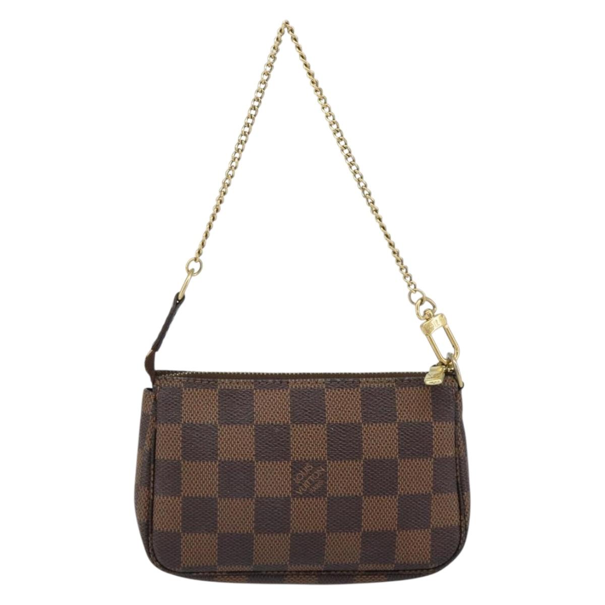 LOUIS VUITTON Damier Ebene Mini Pochette Accessoires Pouch N58009 LV Auth 156078