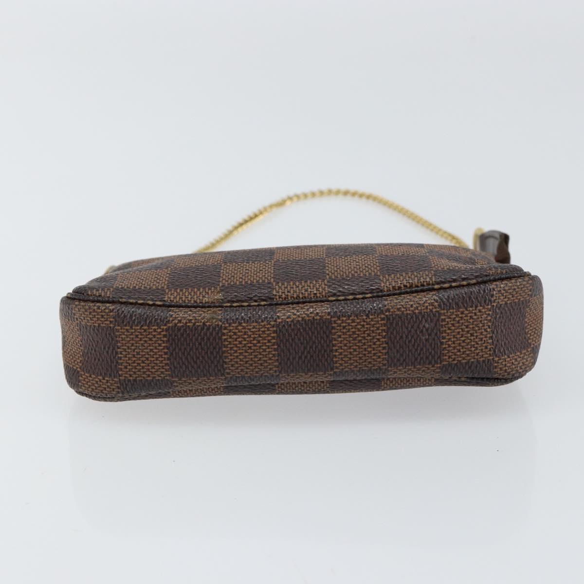 LOUIS VUITTON Damier Ebene Mini Pochette Accessoires Pouch N58009 LV Auth 156078