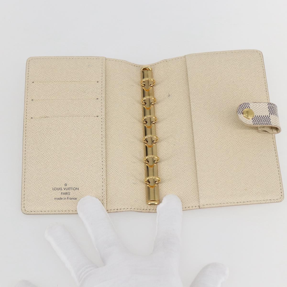 LOUIS VUITTON Damier Azur Agenda PM Day Planner Cover R20706 LV Auth 156116V
