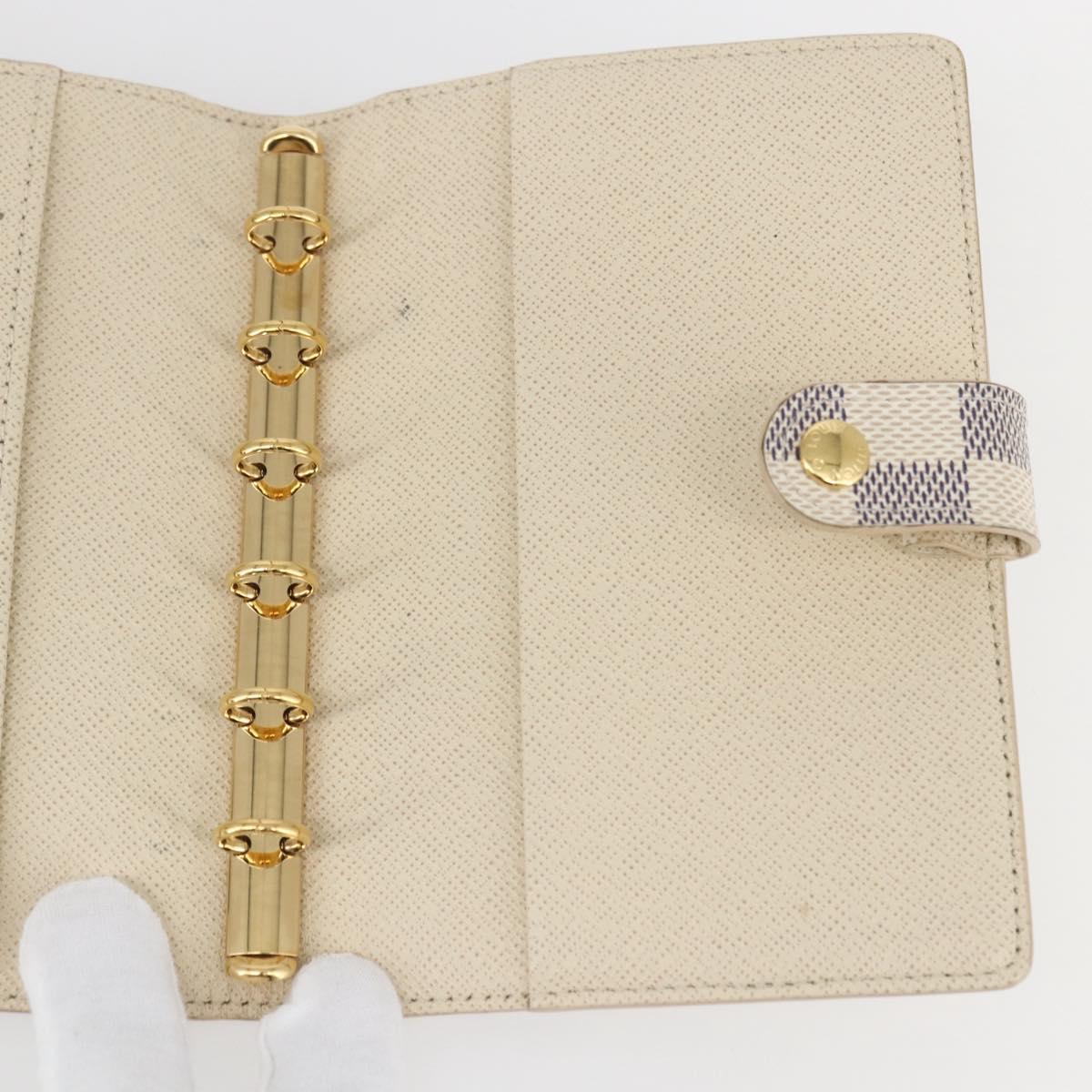 LOUIS VUITTON Damier Azur Agenda PM Day Planner Cover R20706 LV Auth 156116V