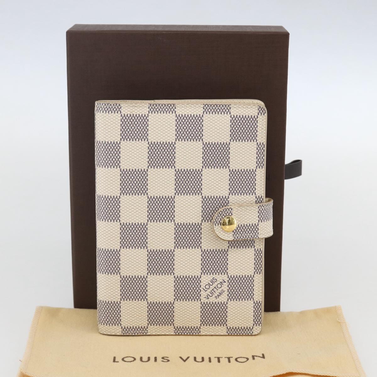 LOUIS VUITTON Damier Azur Agenda PM Day Planner Cover R20706 LV Auth 156116V
