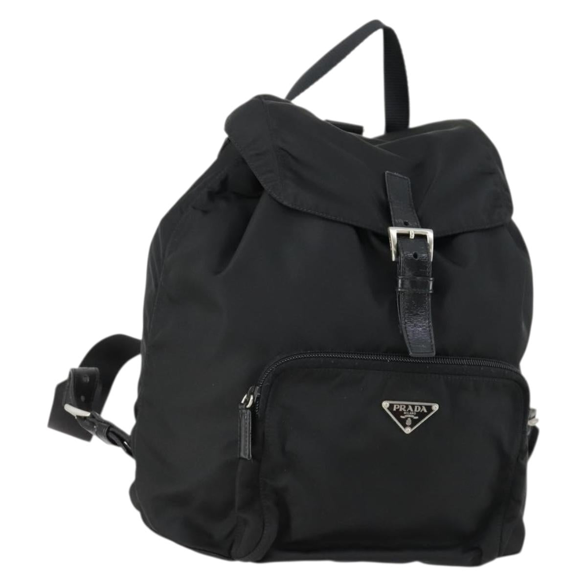 PRADA Backpack Nylon Black Silver Auth 156118