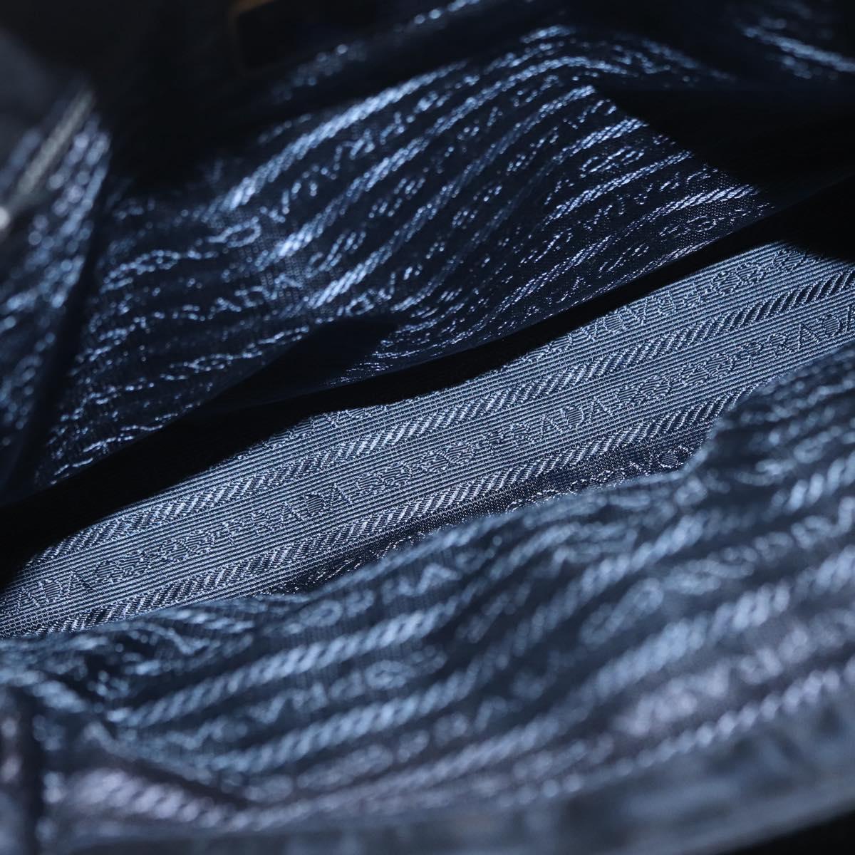 PRADA Hand Bag Nylon Navy Gold Auth 156119