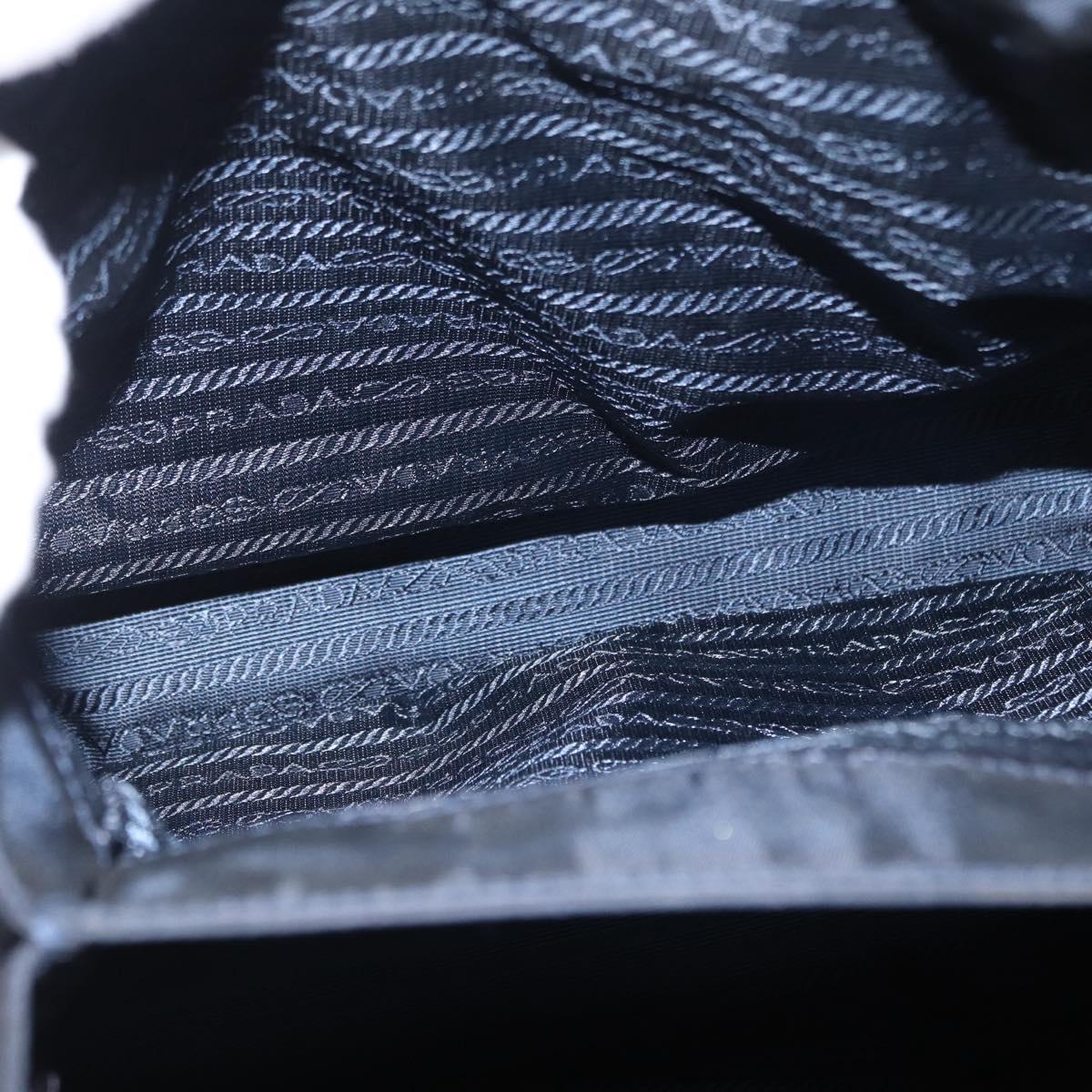 PRADA Hand Bag Nylon Navy Gold Auth 156119