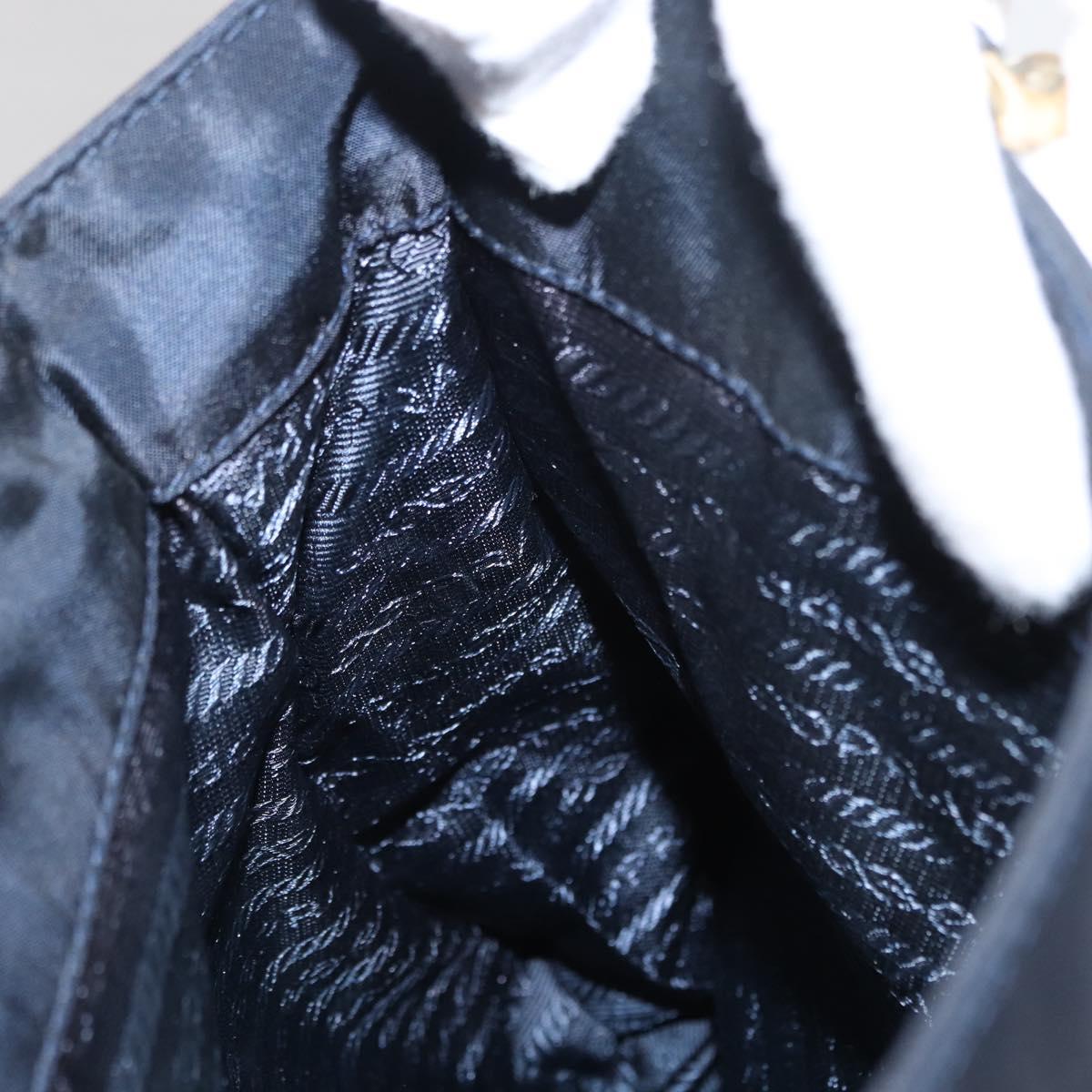 PRADA Hand Bag Nylon Navy Gold Auth 156119