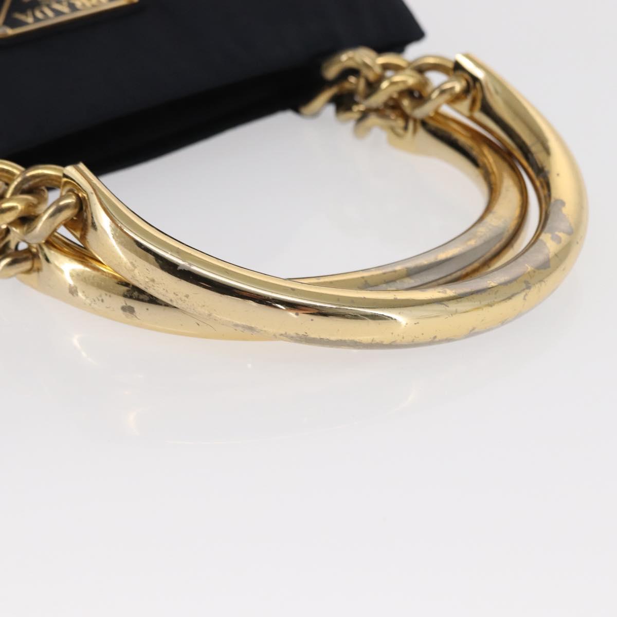 PRADA Hand Bag Nylon Navy Gold Auth 156119