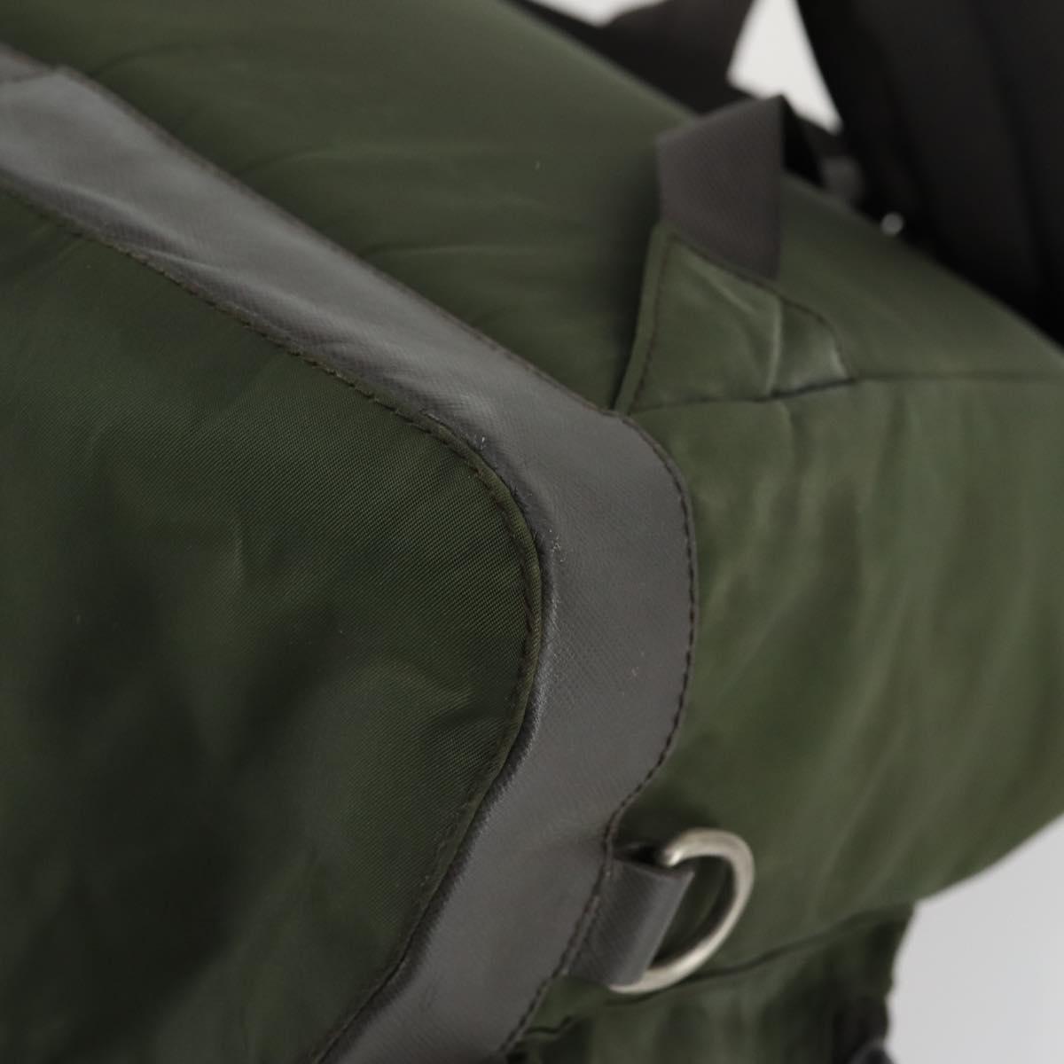 PRADA Backpack Nylon Khaki Silver Auth 156120