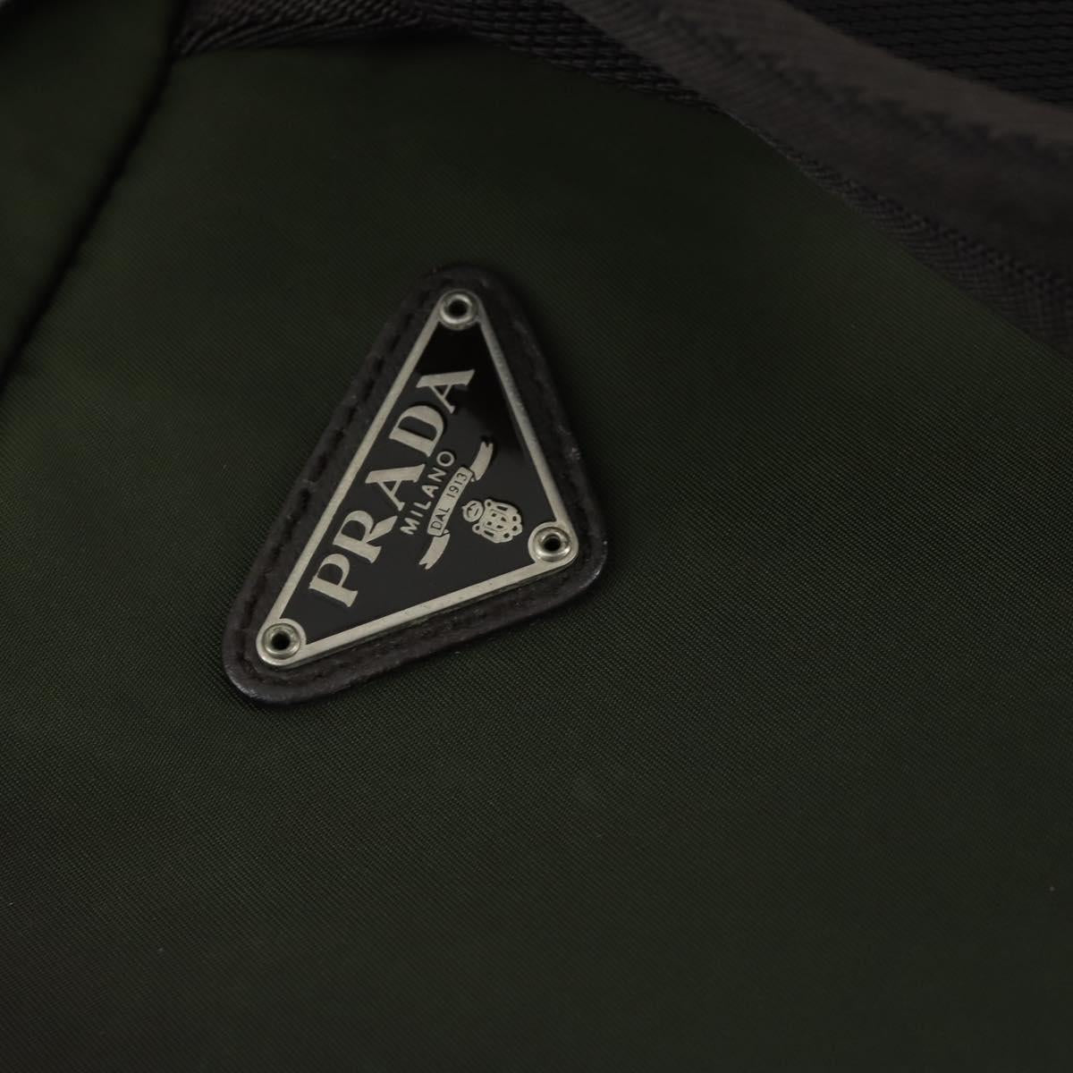 PRADA Backpack Nylon Khaki Silver Auth 156120