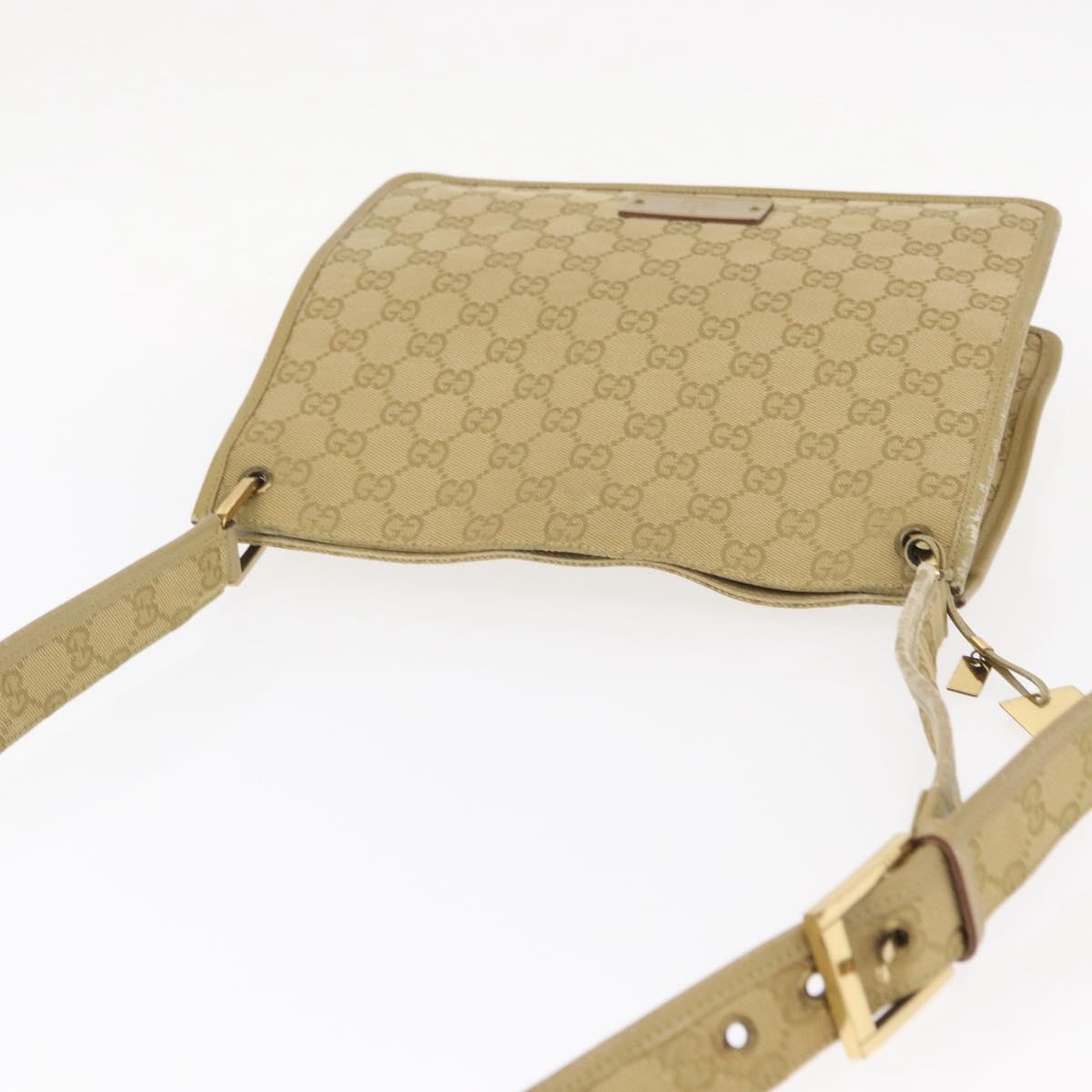 GUCCI GG Canvas Shoulder Bag Beige Gold 91762 Auth 156122