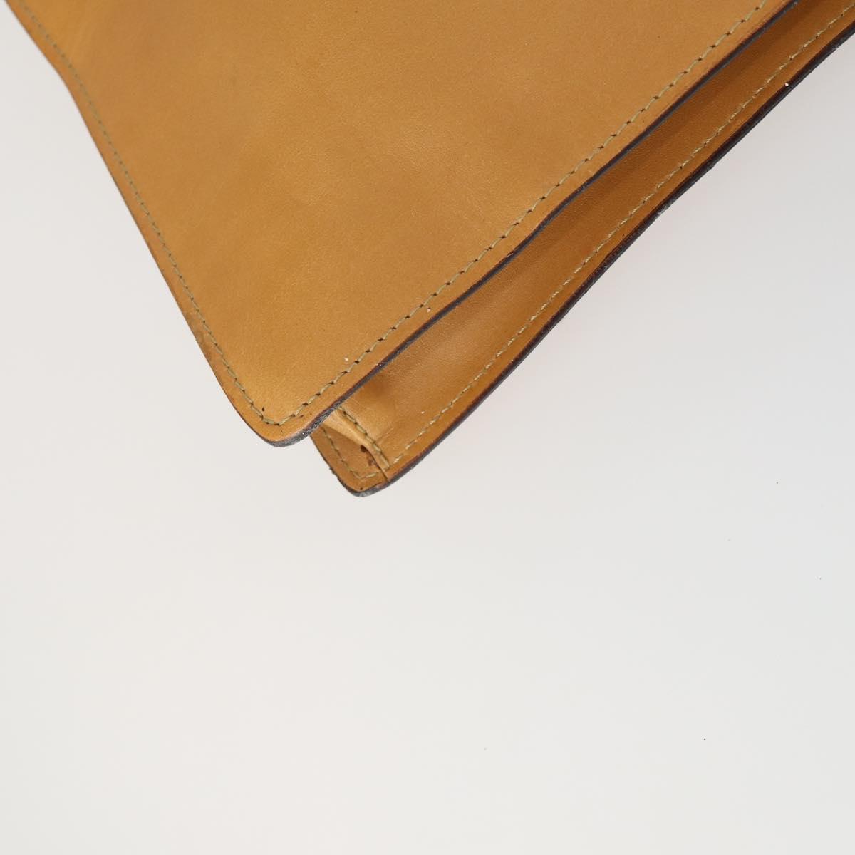 GUCCI Shoulder Bag Leather Brown Gold Auth 156124