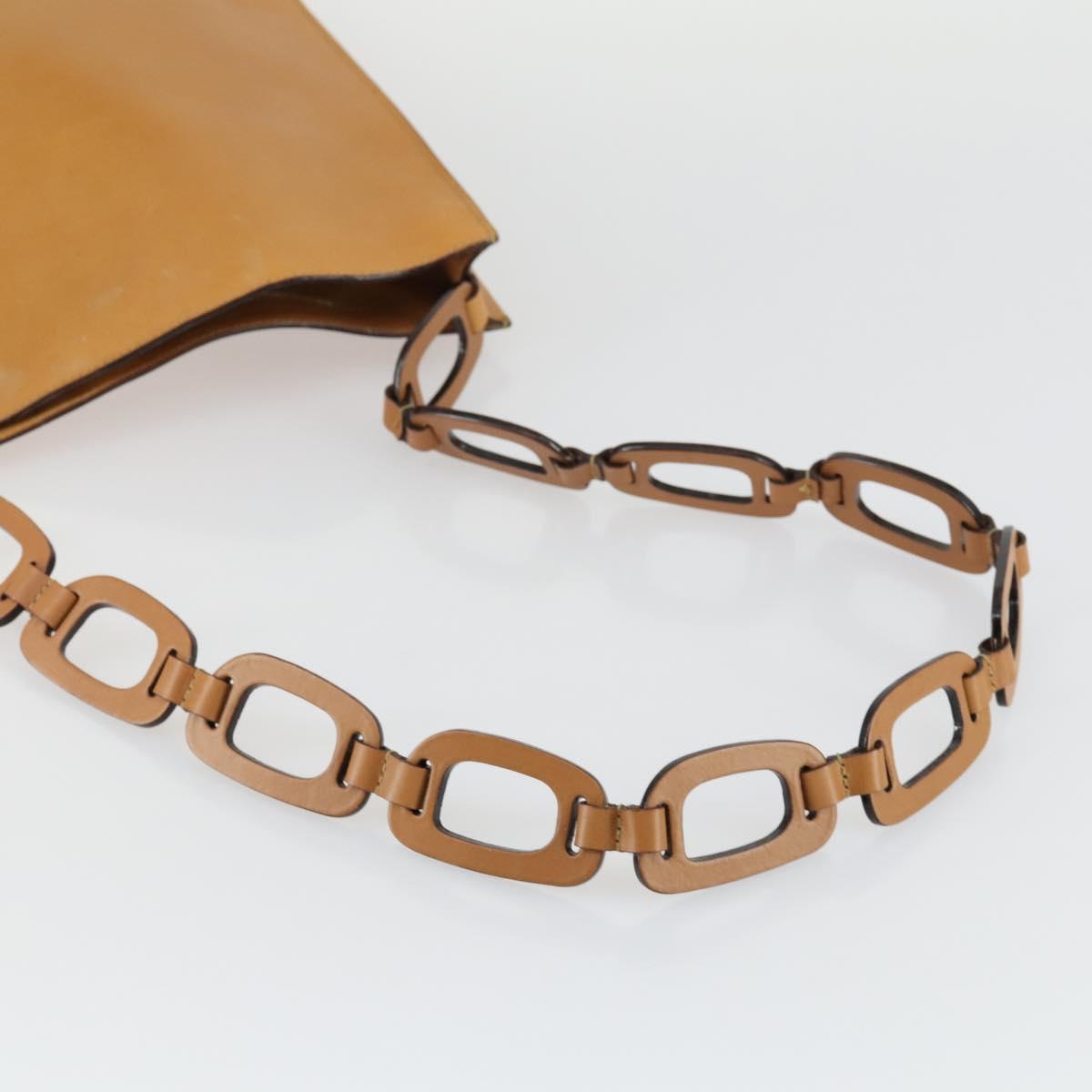 GUCCI Shoulder Bag Leather Brown Gold Auth 156124