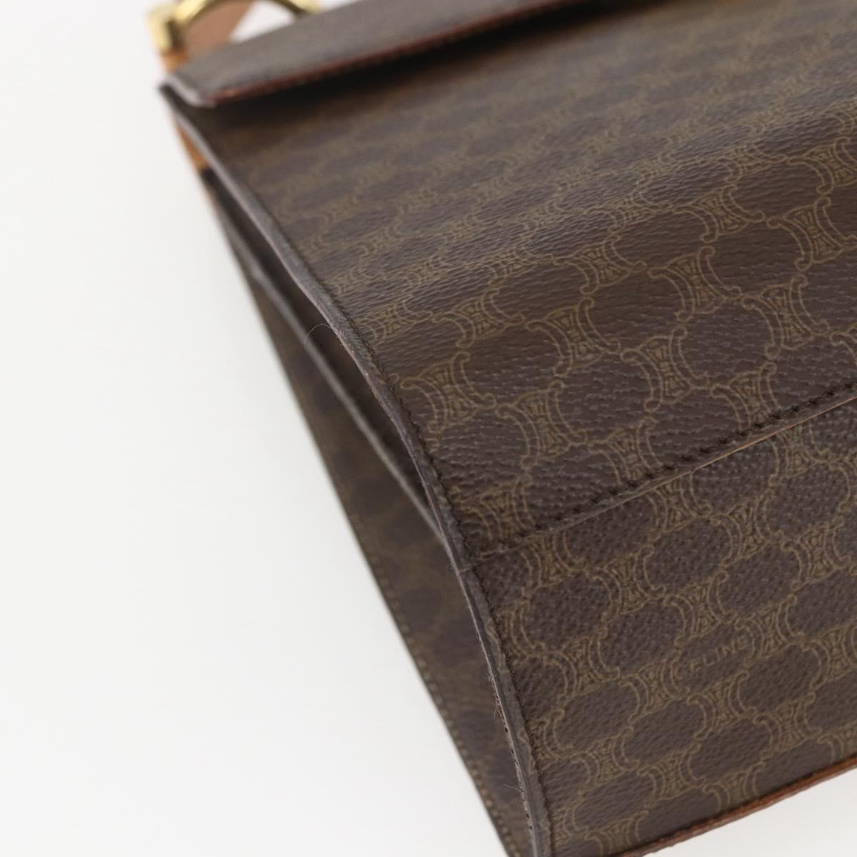 CELINE Macadam Canvas Hand Bag PVC Leather Brown Gold Auth 156125