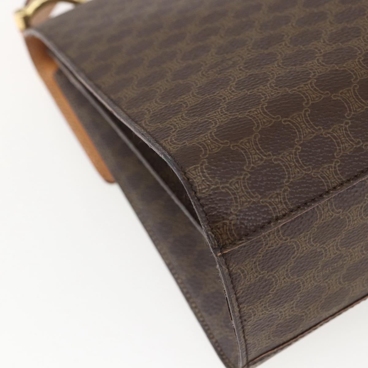 CELINE Macadam Canvas Hand Bag PVC Leather Brown Gold Auth 156125