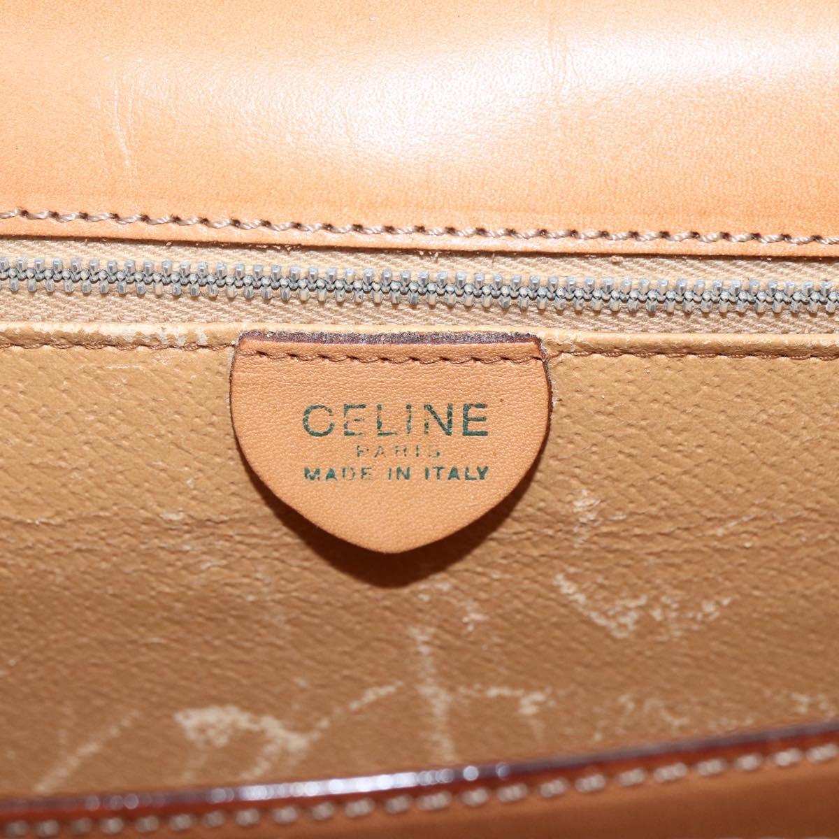 CELINE Macadam Canvas Hand Bag PVC Leather Brown Gold Auth 156125