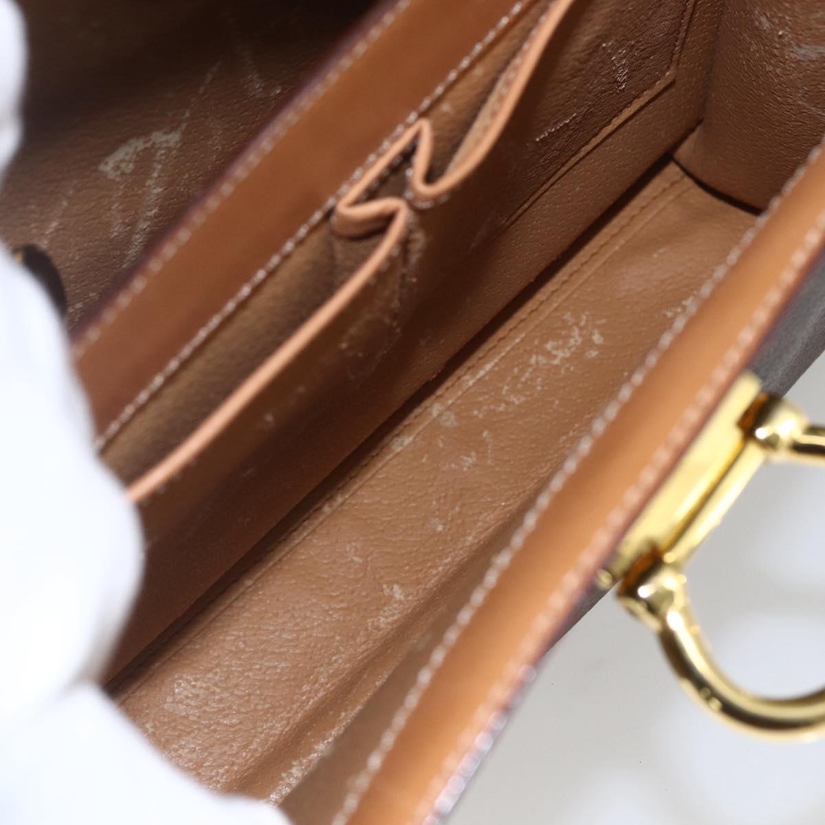 CELINE Macadam Canvas Hand Bag PVC Leather Brown Gold Auth 156125