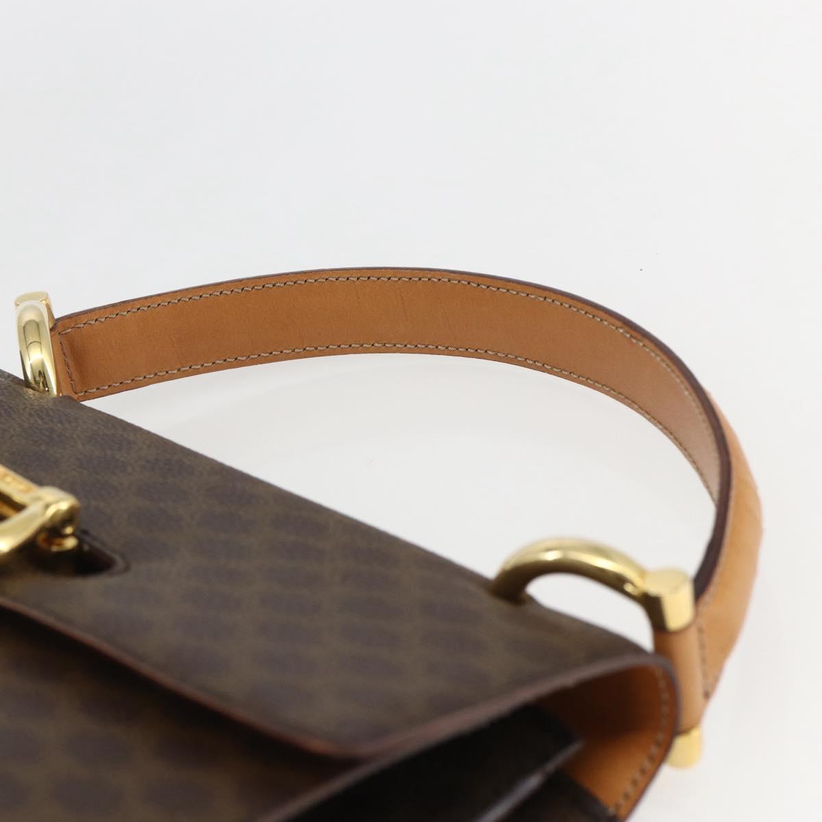 CELINE Macadam Canvas Hand Bag PVC Leather Brown Gold Auth 156125