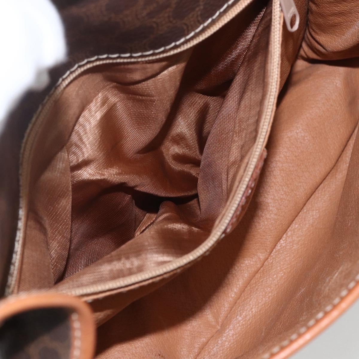 CELINE Macadam Canvas Shoulder Bag PVC Leather Brown Gold Auth 156126